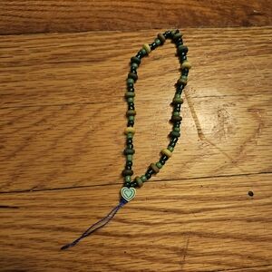 Green and Yellow Beaded Phone Charm Strap